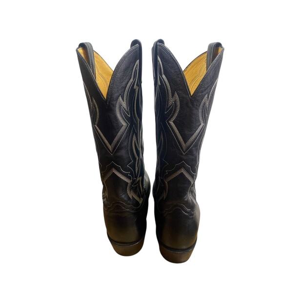 Nocona Cowboy Boots Size 11.5 11 1/2 D Black Leather Stitching Mens Western EUC - Picture 8 of 10